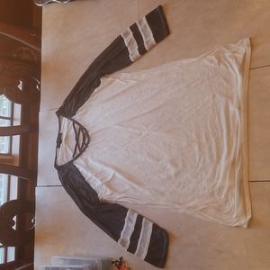 Plus size baseball style 3/4 length top